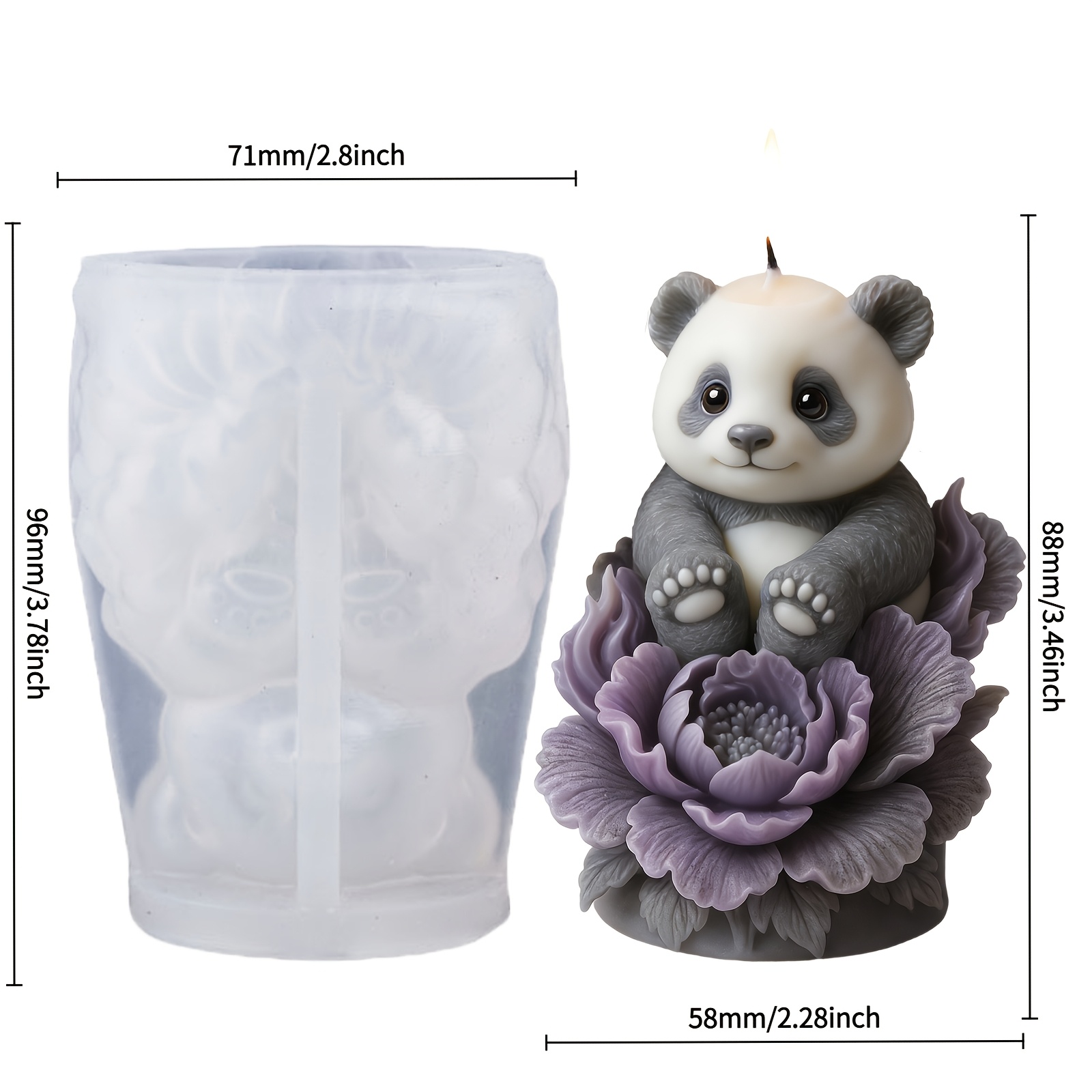 TEMU Harzgussformen Panda Blumenförmige Silikonformen Niedliche Tier 3D Design Klare Details Weich Hochelastisch Leicht zu Entformen Wiederverwendbar