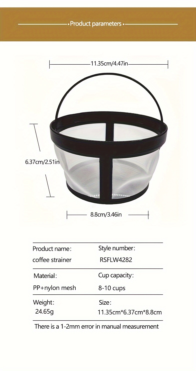 reusable nylon coffee filter basket with handle polypropylene permanent cone drip   mesh filter compatible with manual pour over systems details 1