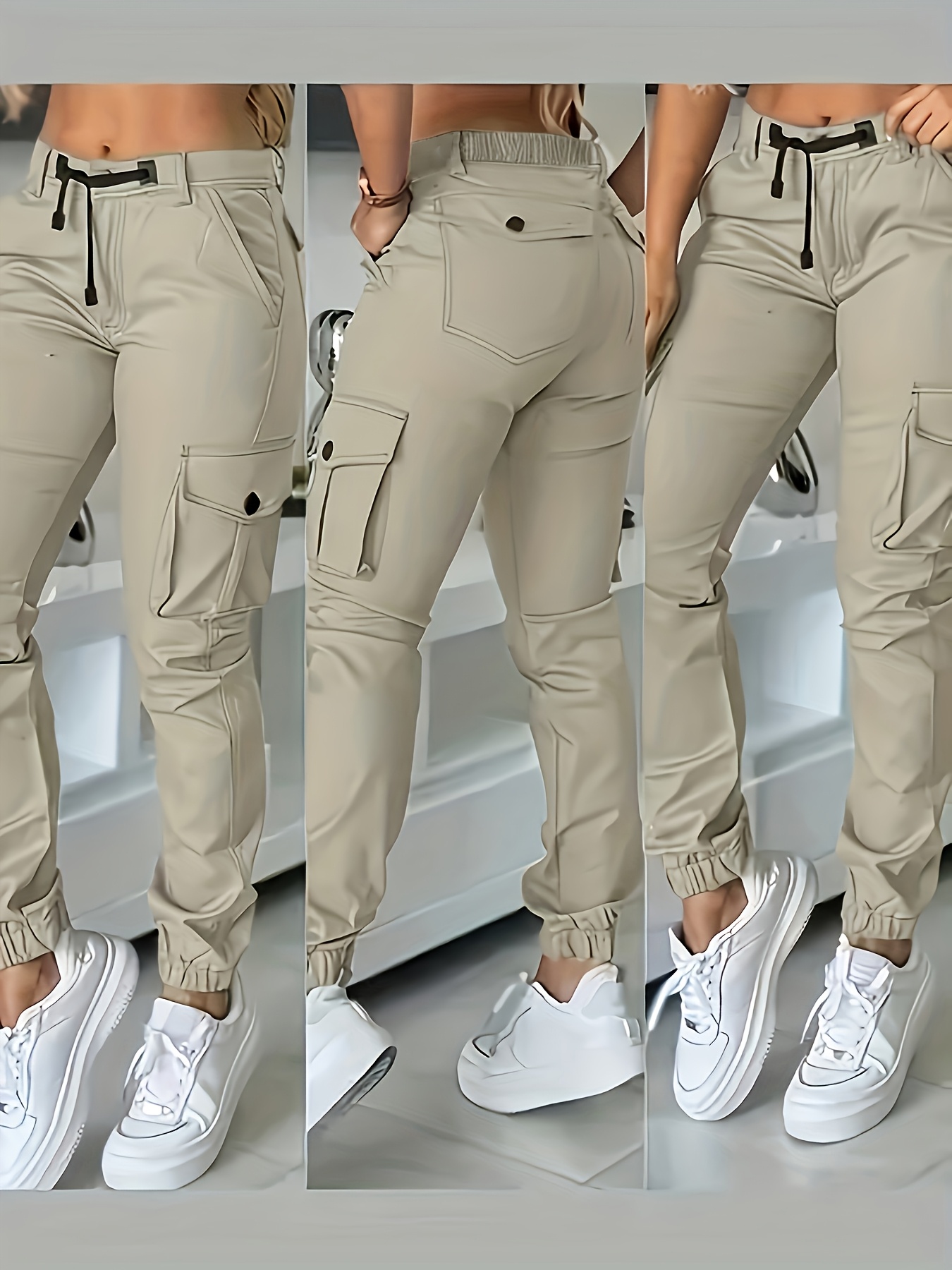 new casual fashion womens multi pocket cargo pants