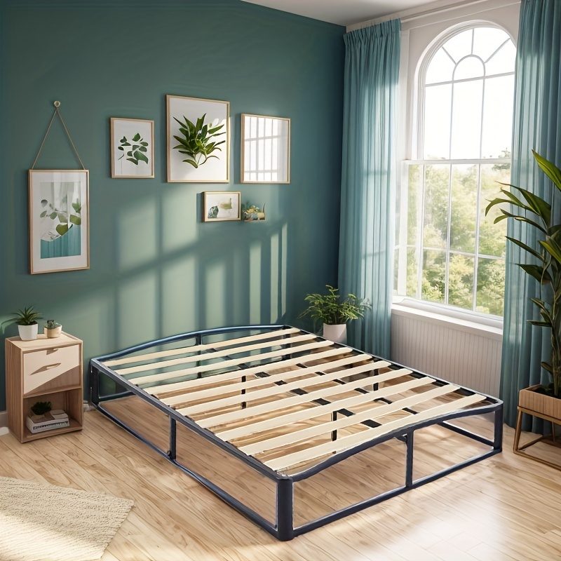 

King Size Modern Bed Frame Sturdy Wooden Slats For Support, , And Design With Under-bed Storage