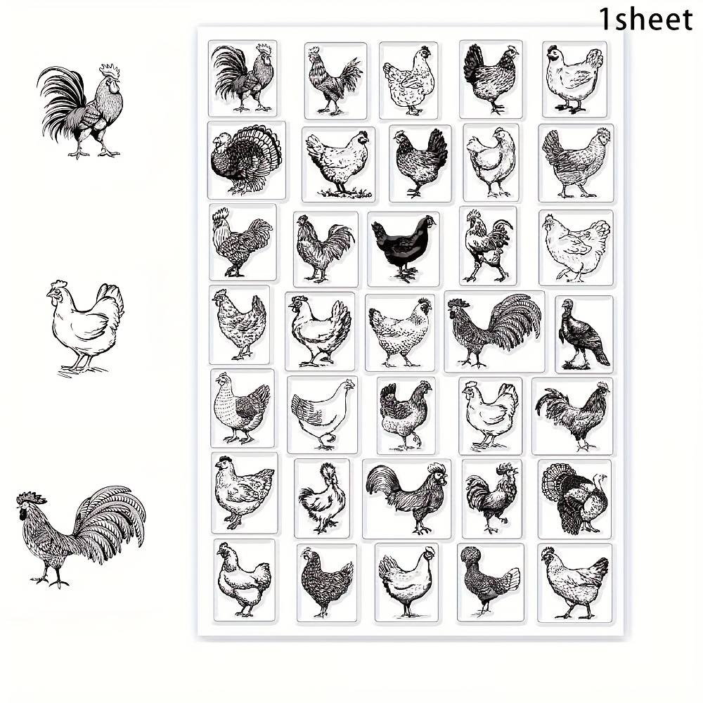 Image of Clear Stamps Featuring Farm Chickens, Including And Hens, Perfect For Card Making And Scrapbooking Projects