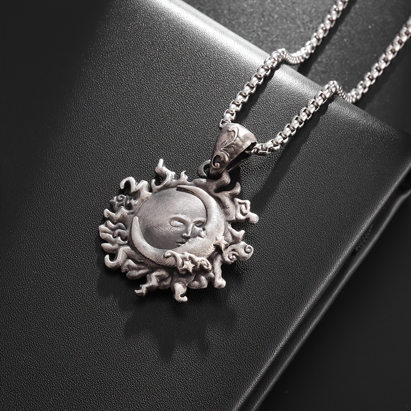 TEMU Collana con Pendente Sole & Luna Unico - Accessorio in di per Coppie, per Feste Casual & Regalo Valentino