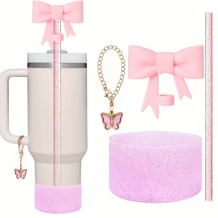 4 piezas de accesorios para   de san valentín para tazas de 40oz/30oz -   de  , fundas de botella de agua de silicona protectoras, cubierta de   con  , cadena de   de   - ideal regalo para mujeres, día de la  , acción de  , navidad, vajilla   | conjunto de accesorios   | material de silicona  , accesorios para botella de agua detalles 1
