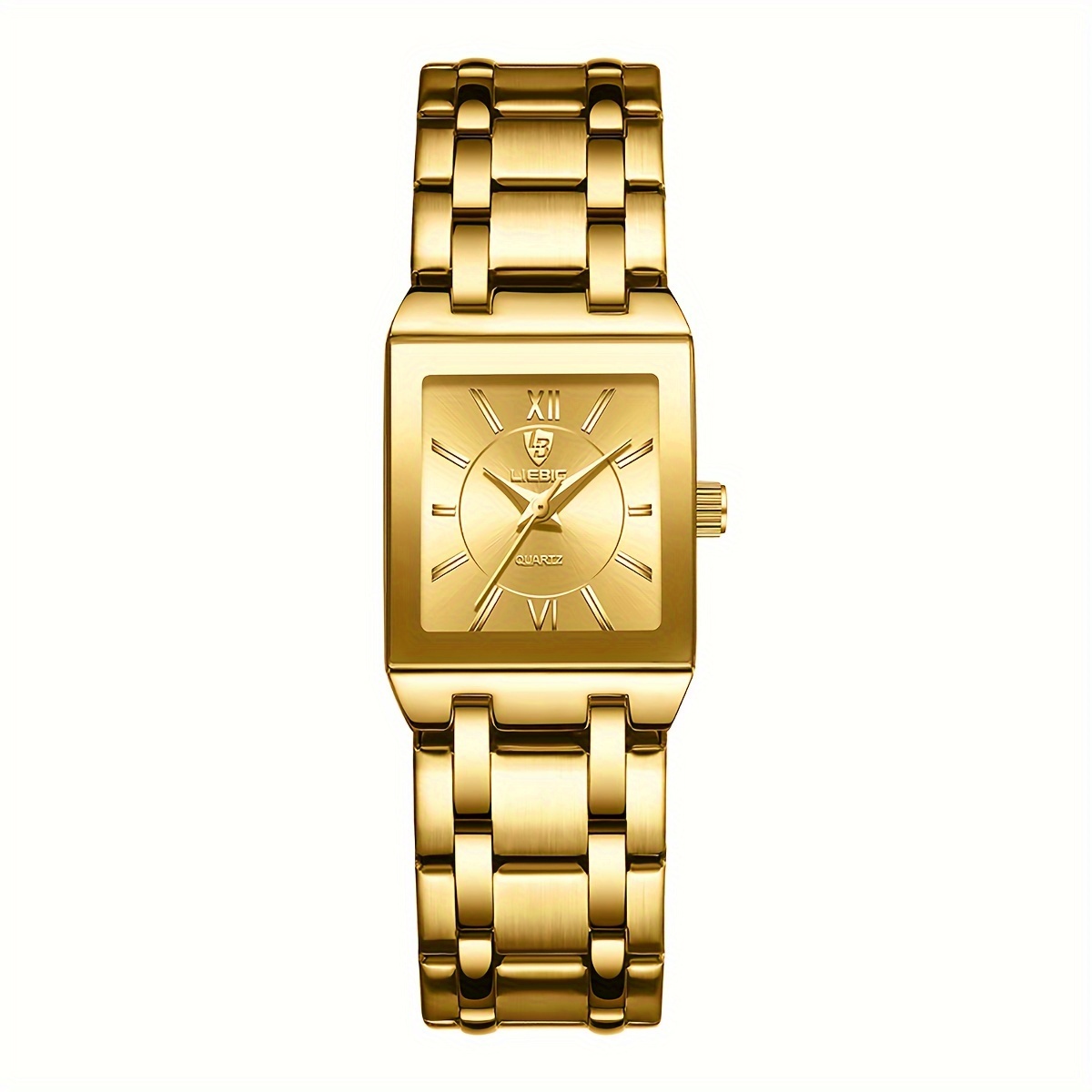 TEMU Liebig Classic Square Couples' Stainless Steel Business Watch - Quartz, Black Dial With Roman , And Markers, Non-rechargeable Battery, Gift For Him Or Her, Stylish Accessory