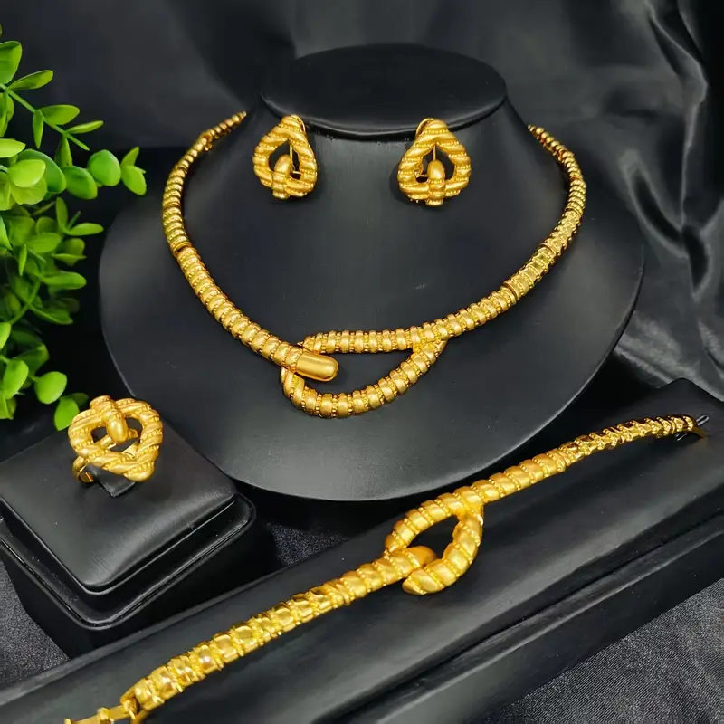 4pcs womens golden jewelry set minimalist style european - Temu Oman 4pcs womens golden jewelry set minimalist style european - Temu Oman