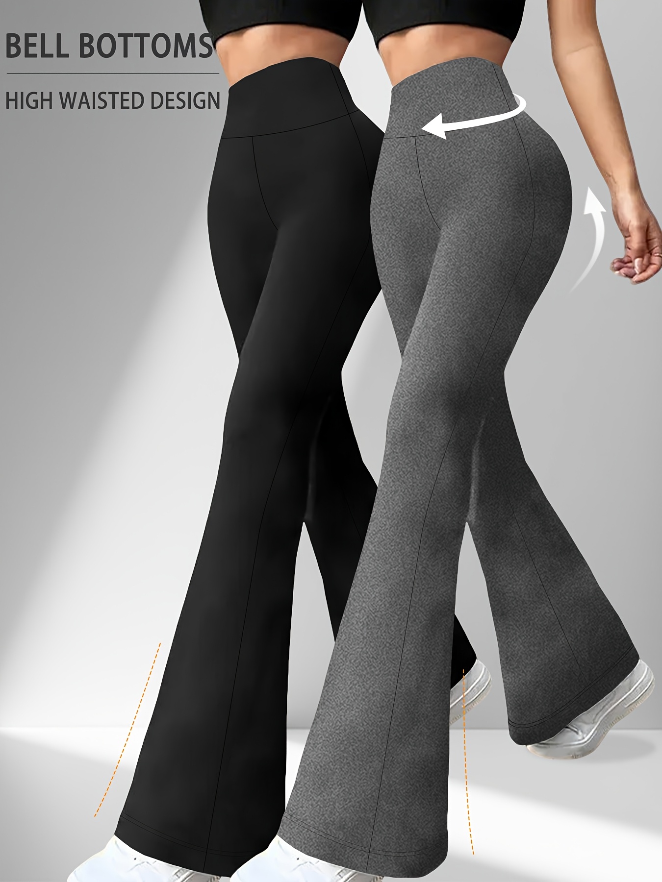 2 pack womens super soft high waisted flare pants for women tummy control no see through workout yoga running bell  