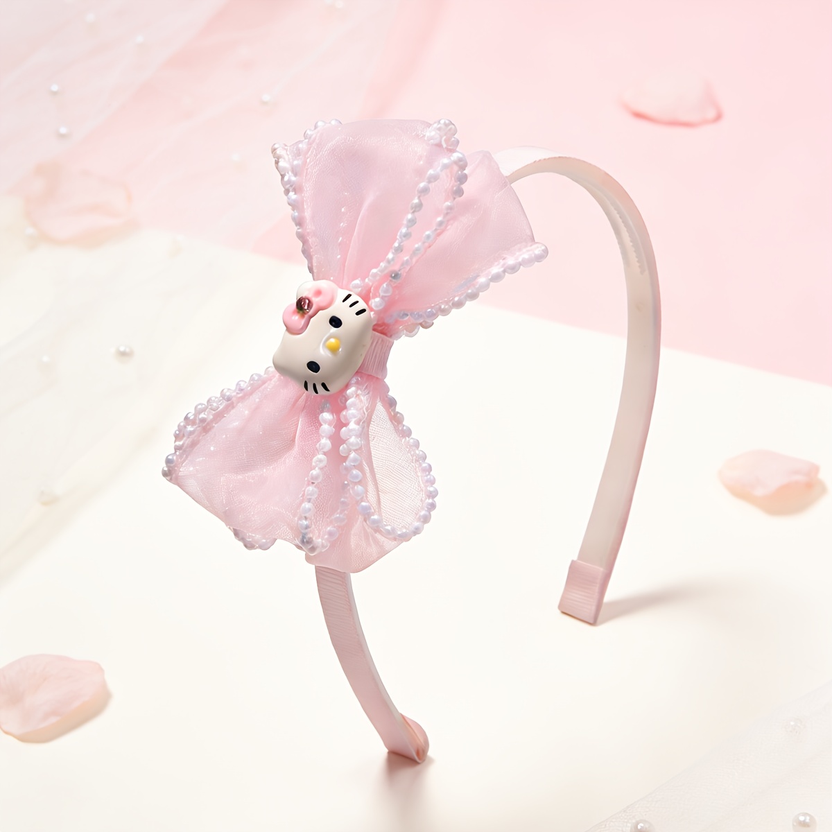 E-shop Ein Mesh Sanrio Serie Schleifen-Stirnband, ein süßes trendiges Cartoon-Haaraccessoire, bunt , geeignet für den täglichen Gebrauch, Geschenke zur