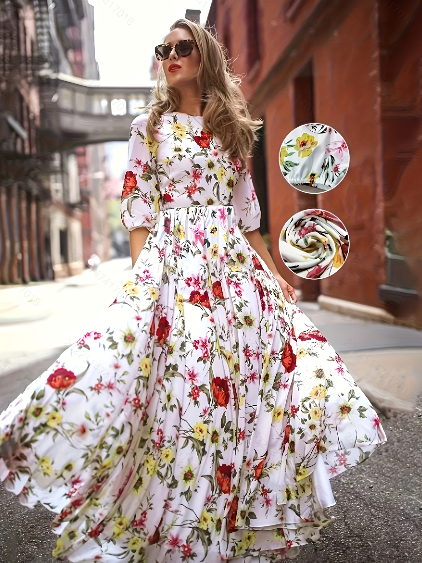 blue chiffon floral midi dress Puff Sleeve Plus – PinkBlush 26AWP Casual Oversized Shirt Dress Size:Missy X-Large Great for any cup