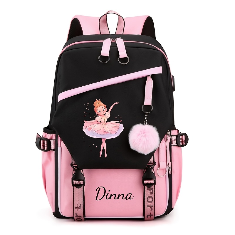 TEMU A High-quality, Large-capacity Back-to-school Casual Backpack With Customizable Name. Made Of Nylon With Adjustable Shoulder Straps, Lightweight