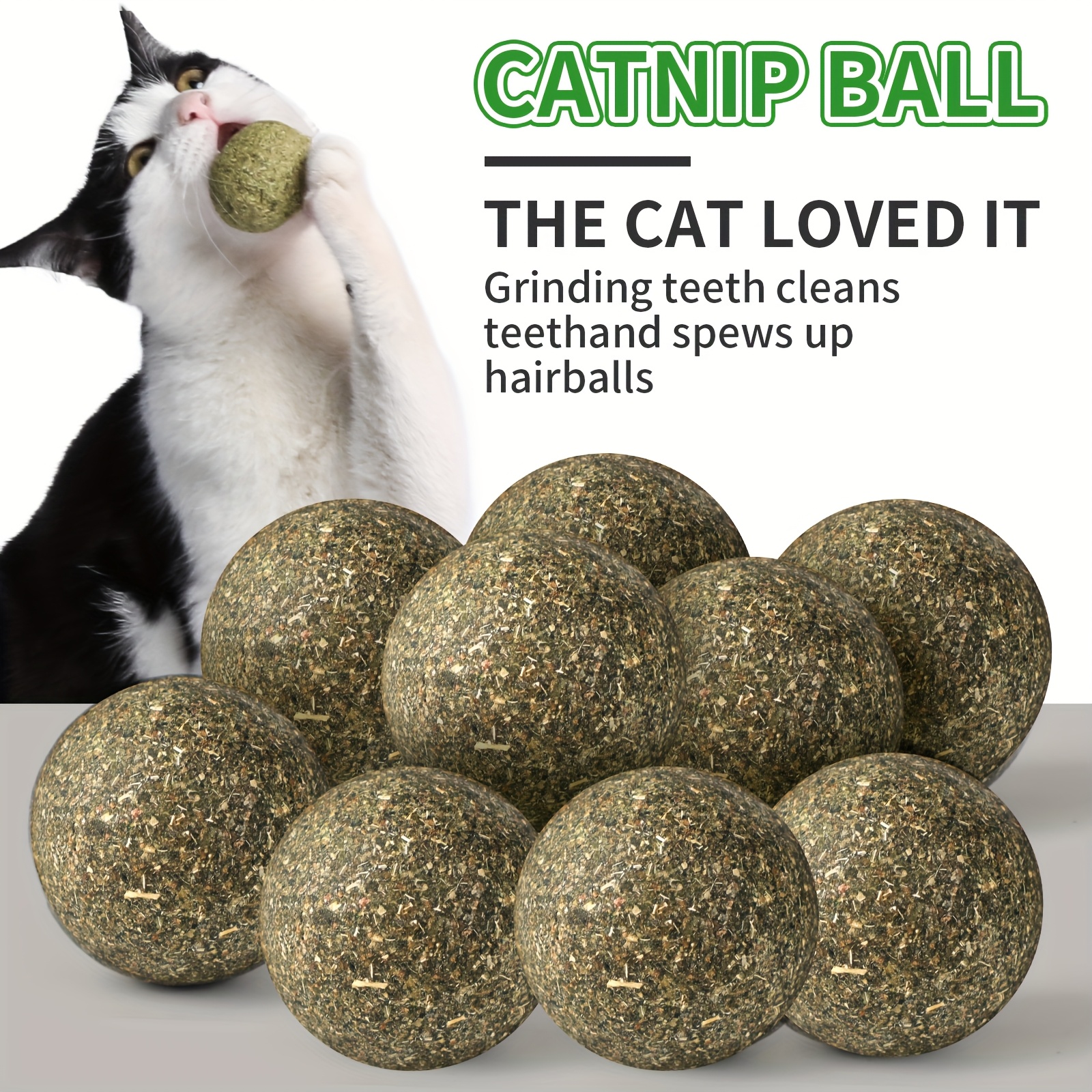 TEMU 9pcs/ Pack, Pethealer Cat Grass Balls, Safe And Healthy Chew Toys, Tooth Cleaning Tooth Snacks, Edible Cat Licking Chew