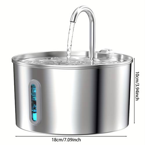 2,2l rustfritt stål vannfontene for katter og , automatisk sirkulasjon filter lydløs vanndrikkefonten, egnet for flere katter og (uten 5v usb 1a pl )