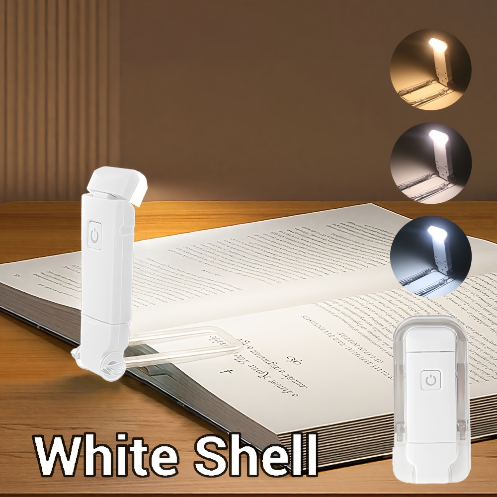 TEMU Mini Portable Folding Led Reading Light, 3 Lighting Colors, 3 Adjustable Brightness, Usb Rechargeable, Eye Protection Clip Reading Book Night