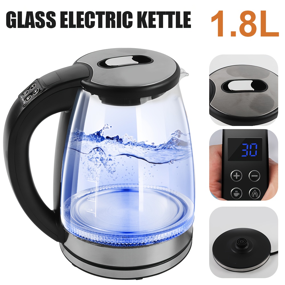 TEMU -color Led 1.8-liter Electric Kettle, Equipped With An Automatic Circulation System, 360° Rotating Base, And Featuring Boiling And Overheating