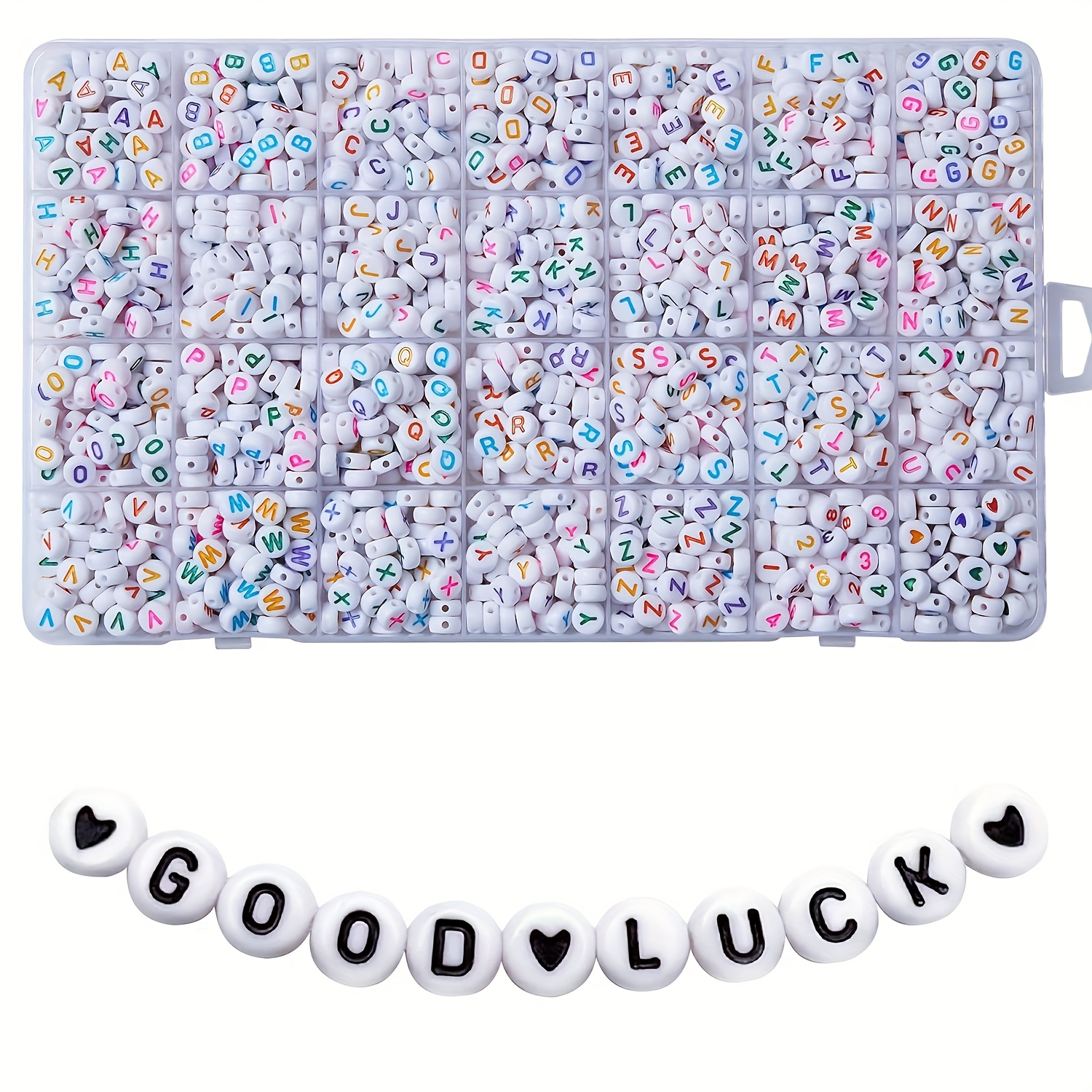 TEMU Lot de 1200 perles alphabet bohémien pour la fabrication de bijoux - Perles lettres en acrylique 4x7mm avec effet goutte d'huile, lettres A