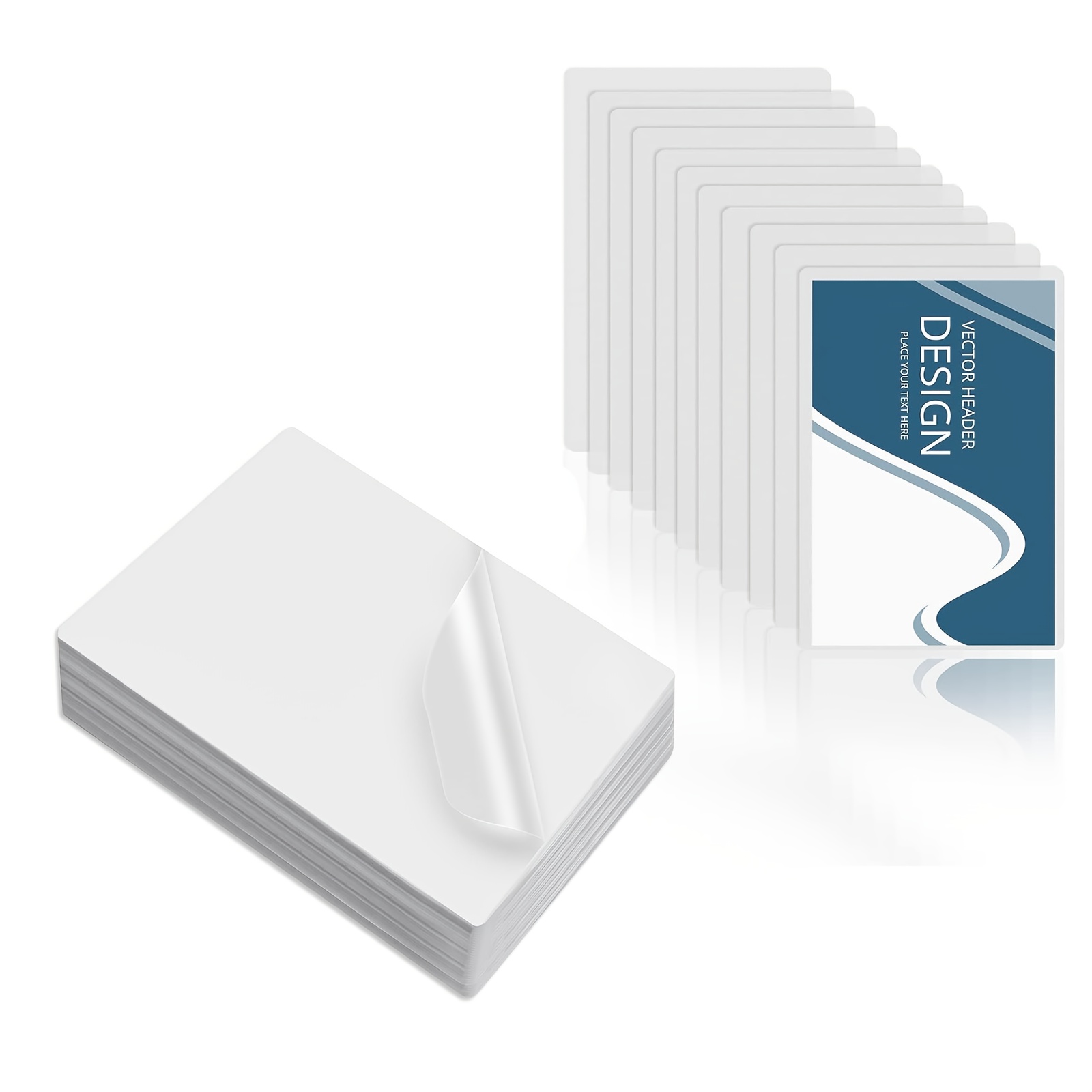 Image of 2.6 X 3.7 Inches Premium Thermal Laminating Sheets, 100 Sheets Pack 60mic Business Card Size Card Protective Film 6..5cm, And Durable Plastic Laminating Bag, Clear