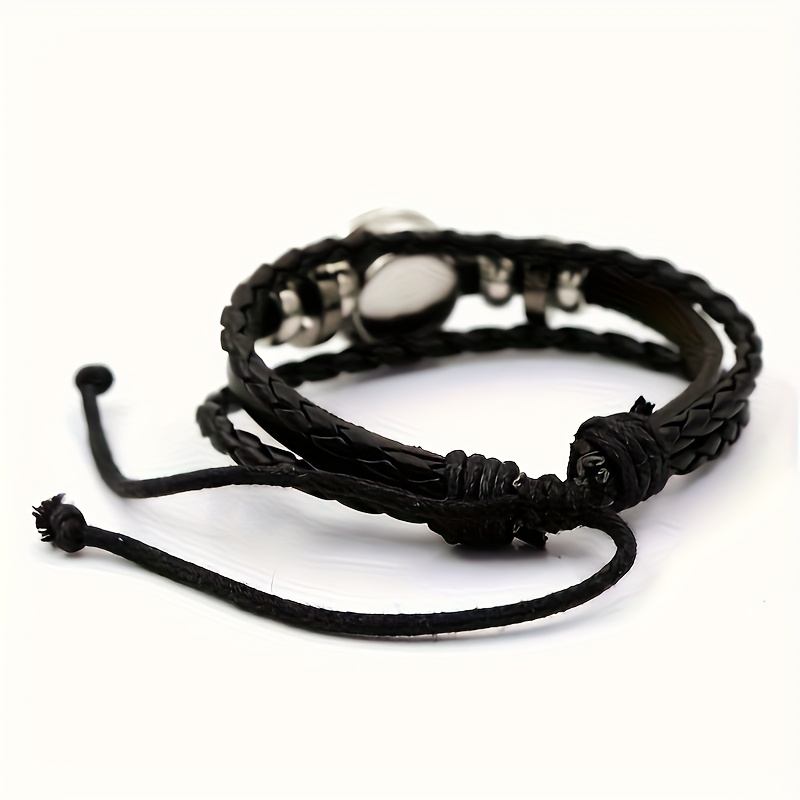 Unisex Black Fashion Glass Pattern Decorative Bracelet