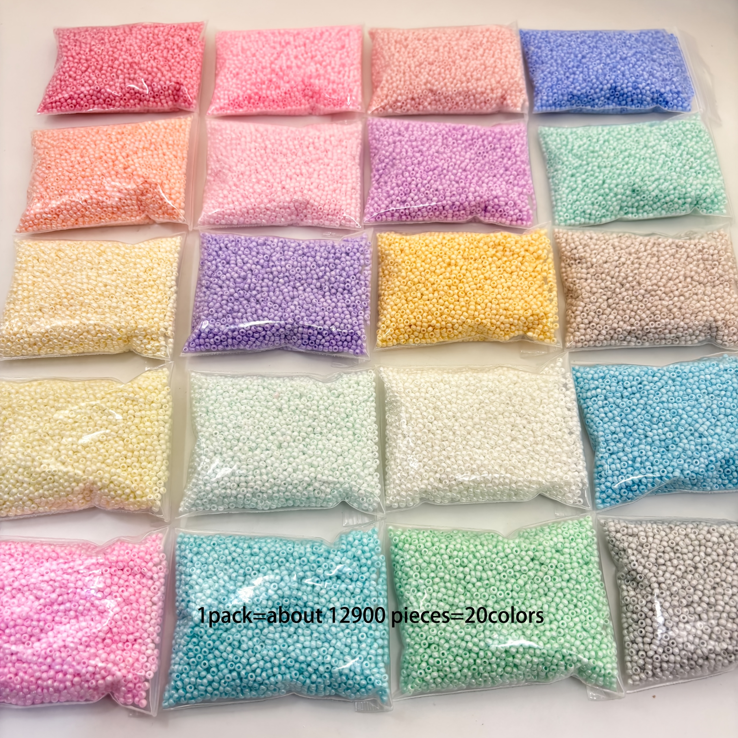 TEMU Perles de riz décoratives en verre de 1,8 mm de super qualité 12900 - 20 perles rondes de couleur uniforme, adaptées à la fabrication de bijoux,