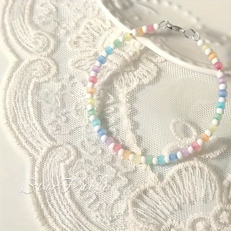 Rainbow Beaded Bracelet, Versatile Women's Accessory