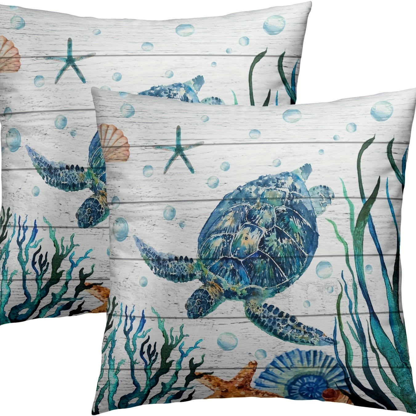 

2pcs, Sea Turtle Throw Pillow Covers Tropical Ocean Decorative Pillow Cases For Patio Couch Sofa Bedroom Only Pillowcases 16x16/18x18/20x20