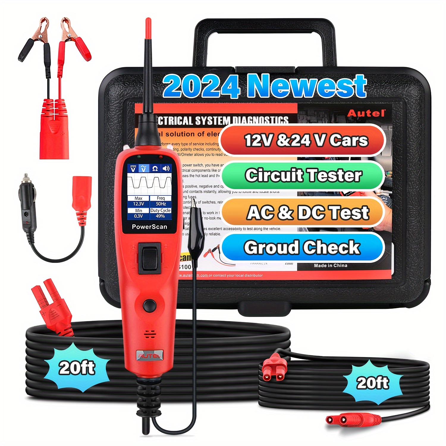 TEMU Autel Circuit Tester, A Universal Kit For 12v And 24v Automotive Power Circuits, Of Reading And Voltage Resistance, Tivating Components, Shorts,