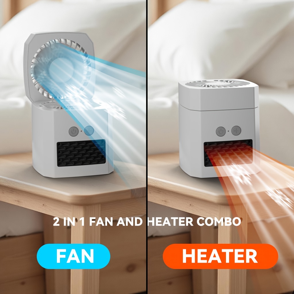 The New Portable Mini Air Cooler And Heater Is Perfect for Home, Office, And Outdoor Travel, Serving As a Winter Heating Device And a Summer Cooling Fan, with Dual Functionality.
