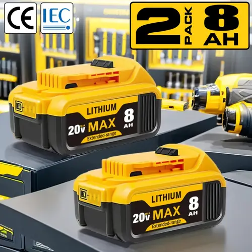2pcs 8 0ah 20v lithium ion batteries replacement for dewalt 20v 18v battery compatible with 20 volt batteries xr max cordless tools dcb206 dcb200 dcb201 dcb204 dcb207