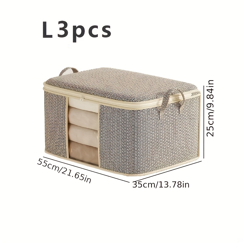 3-pack Multifunctional Clothes And Quilt Storage Bags - Large Capacity Dust-proof Organizing For Wardrobe, Bedroom And Home Organization | Seasonal Under-bed Decorations, Under-bed Storage