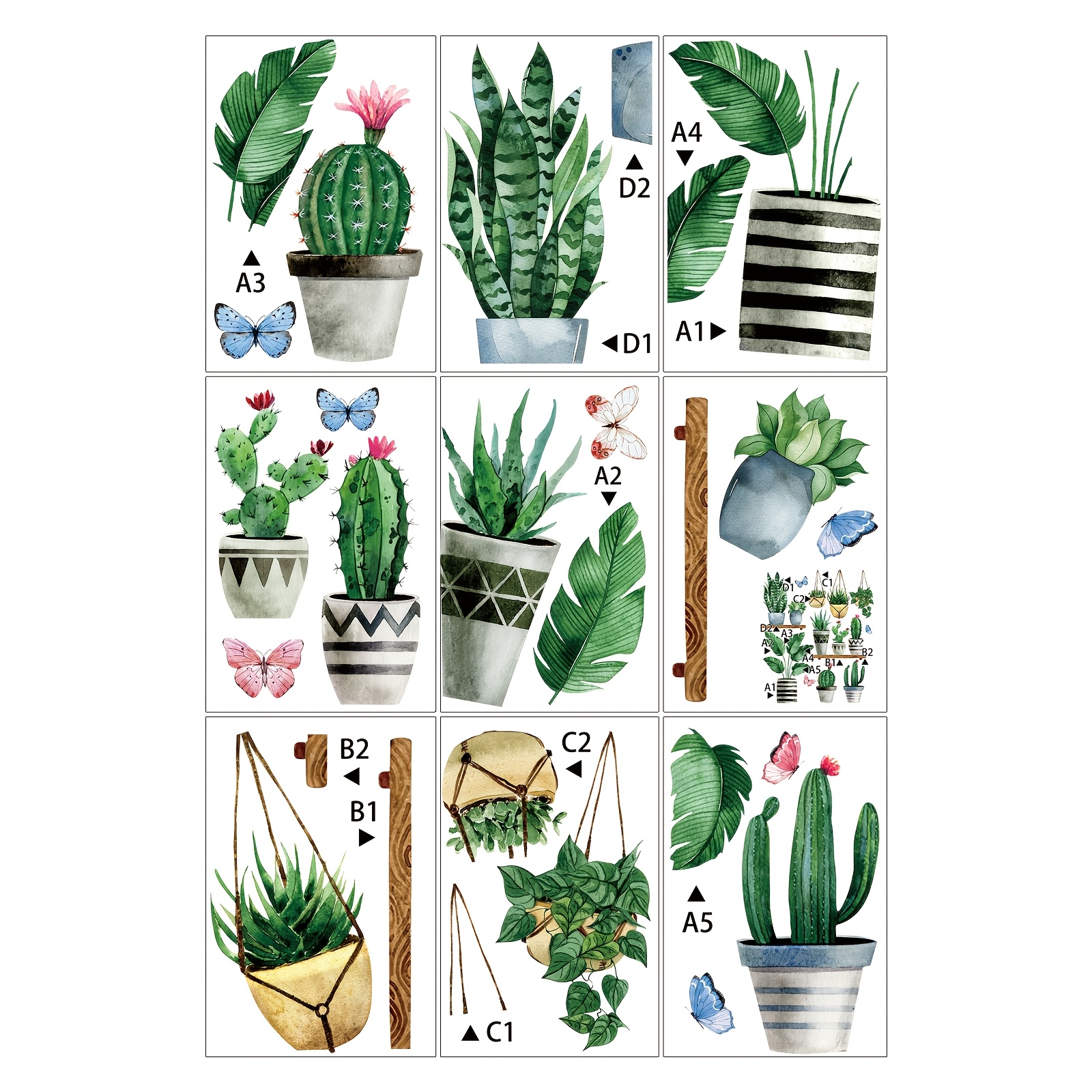 Image of 9 Sheets /27pcs Spring Window Clings, Potted Plants Sticker For Glass, Refrigerator Decals Decor, Double-sided Window Stickers For Decoration, For Home Office Accessories Party Supplies