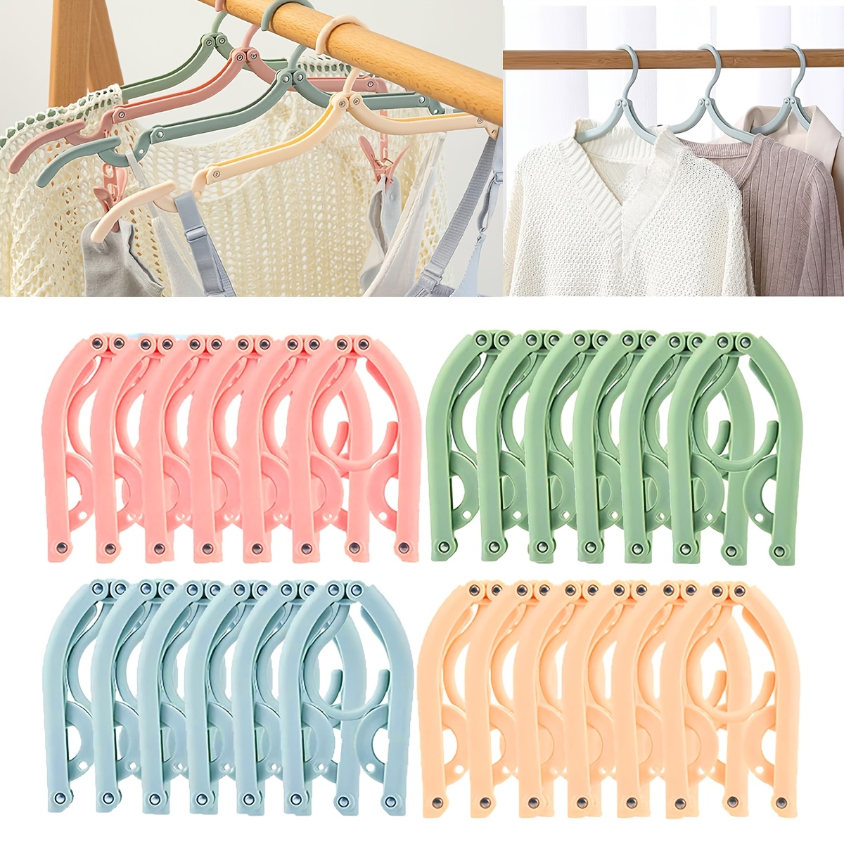 TEMU 40pcs Breathable Quick-dry Foldable Hangers | Lightweight, Space-saving, , Suitable For Business Trips, , Camping, For Hanging T-shirts, Shirts,