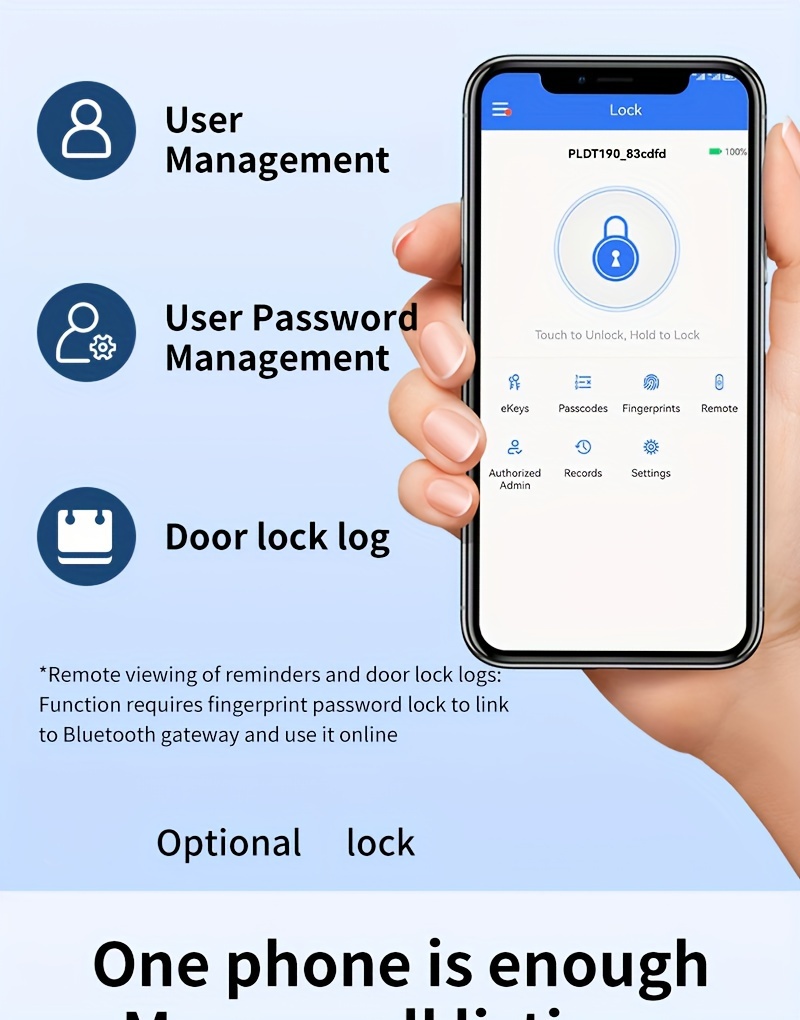 Puerta Electrónica Inteligente TUYA con Huella Digital - Cerradura Multifunción, Fácil Instalación