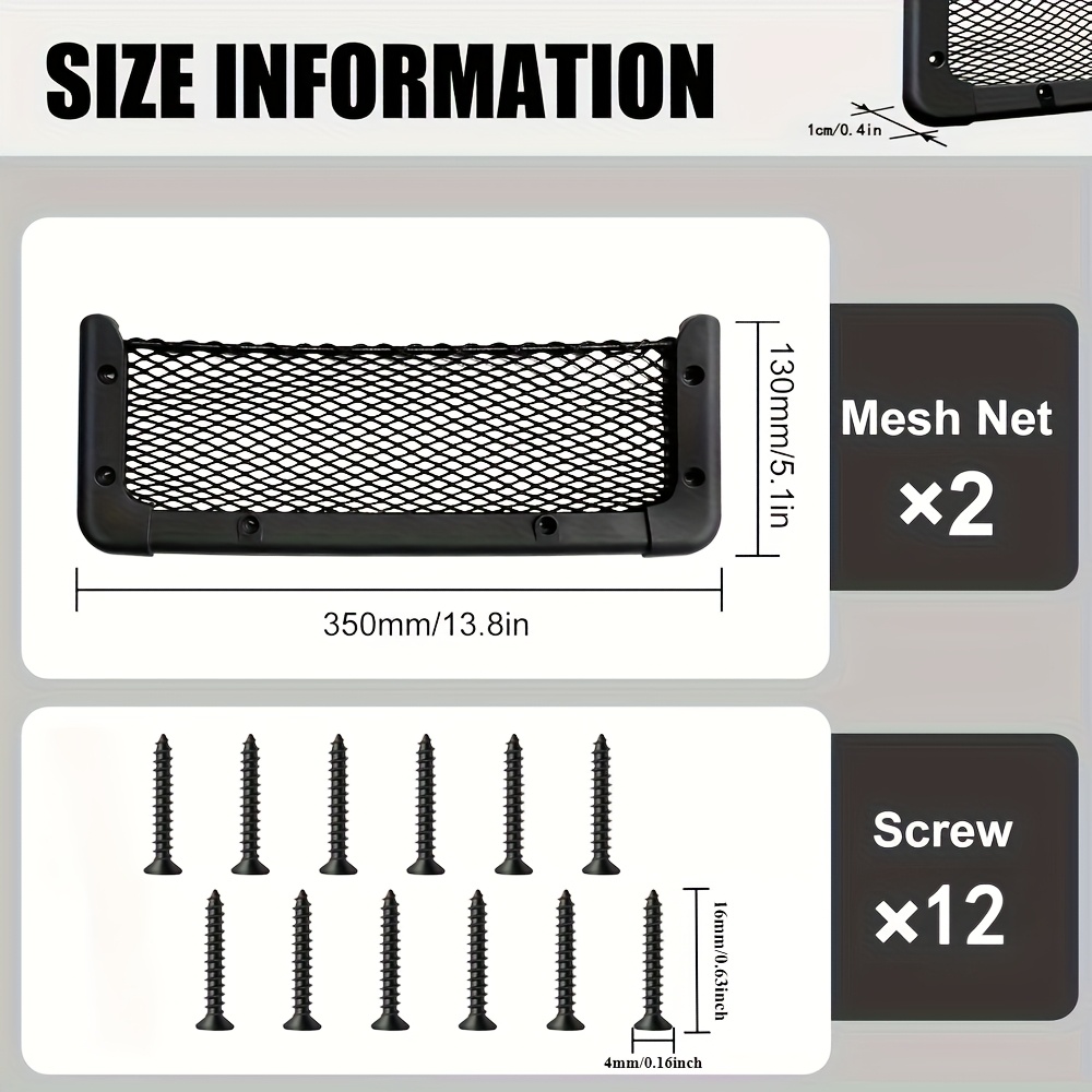 E-shop 2 Stück ABS-Kunststoffrahmen Auto-Ladungsnetze Netztasche Handy Mesh-Netzhalter RV-Aufbewahrung Boot Ladungstasche Organizer Gerahmte
