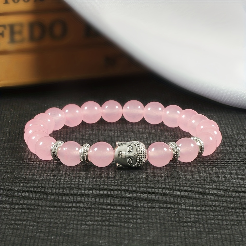 Unisex Light-toned Beaded Bracelet with Buddha Head Charm