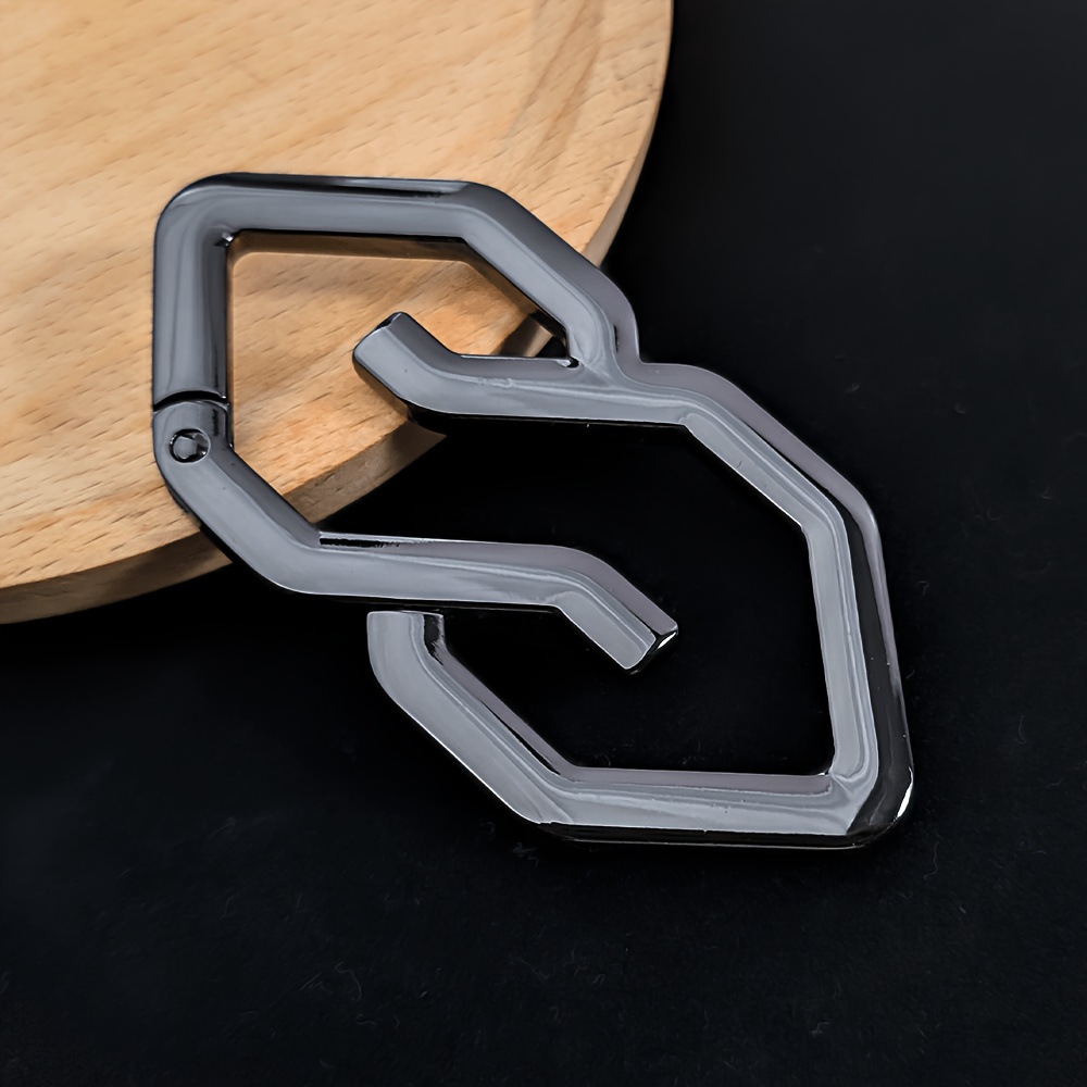 TEMU Geometric Metal Keychain, Heavy-duty Key Ring With Unusual Spring Clasp, Trendy Hip-hop Waist Keychain, Car Keychain Accessory, Dog Clip Men's