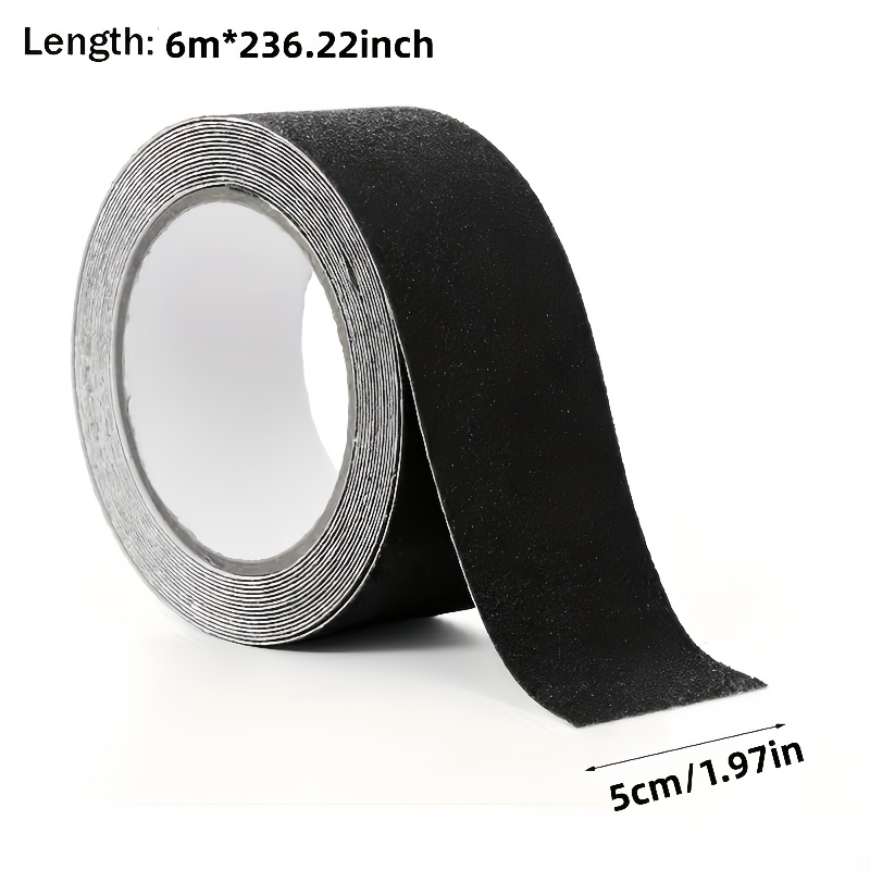 TEMU 6 Meters - Anti-slip Tapes For Bathtubs, Boats, And Stair Treads, Soft And Comfortable For Barefoot, Black/transparent, Anti-slip And Waterproof