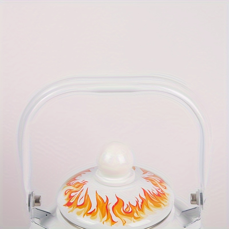 Vintage Flame Design Enamel Kettle Stovetop Safe Gas - Temu