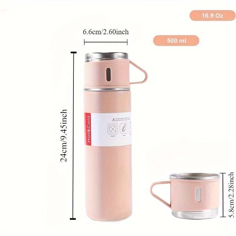 A Collection of Stylish Thermal Bottles And Coffee Mugs, Featuring a 500Ml/16.9Oz Stainless Steel Vacuum-Insulated Tumbler Suitable for Both Hot And Cold Beverages, Ideal for School Use, Travel, And Outdoor Activities