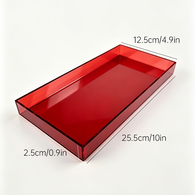 TEMU Acrylic Rectangular Storage Tray, Multiple Colors : , Transparent, Yellow, Green, Red. Desktop Cosmetic And Jewelry Organizer Tray, Entryway Key