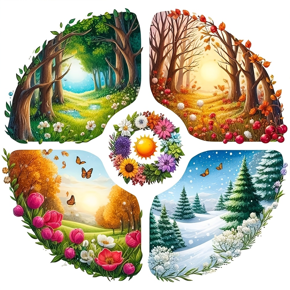 

Seasonal Landscape Diy Stitch Kit - 11ct Premium Mixed Color , Complete Canvas Set For Home Decor, Living Room, Bedroom & Entryway