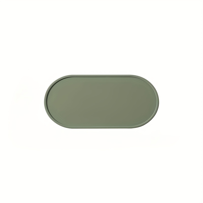 1pc Green/beige Oval Silicone Placemat, High Quality & Heat-resistant Kitchen Table Mat With Elegant Design For Dining, Home Decor