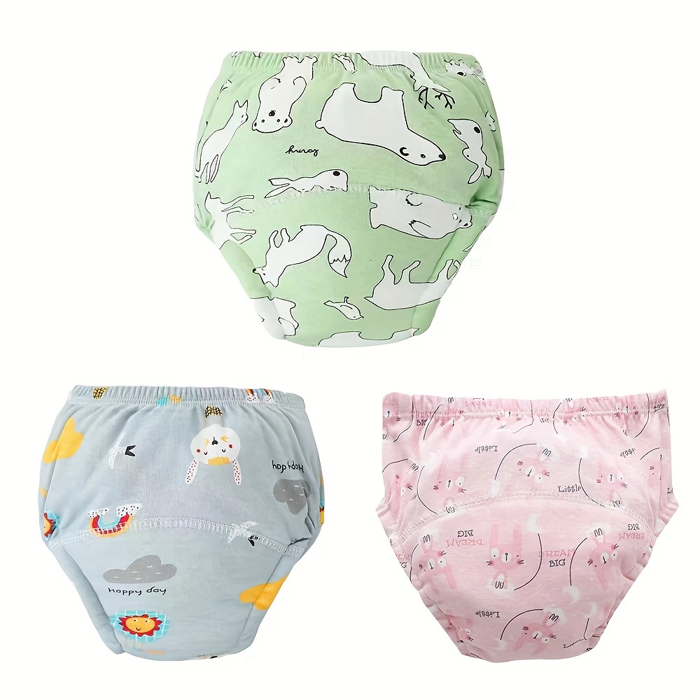 TEMU 3pcs Cotton For - Washable, Reusable Underwear With Absorbency For Potty Training, 12m-24months