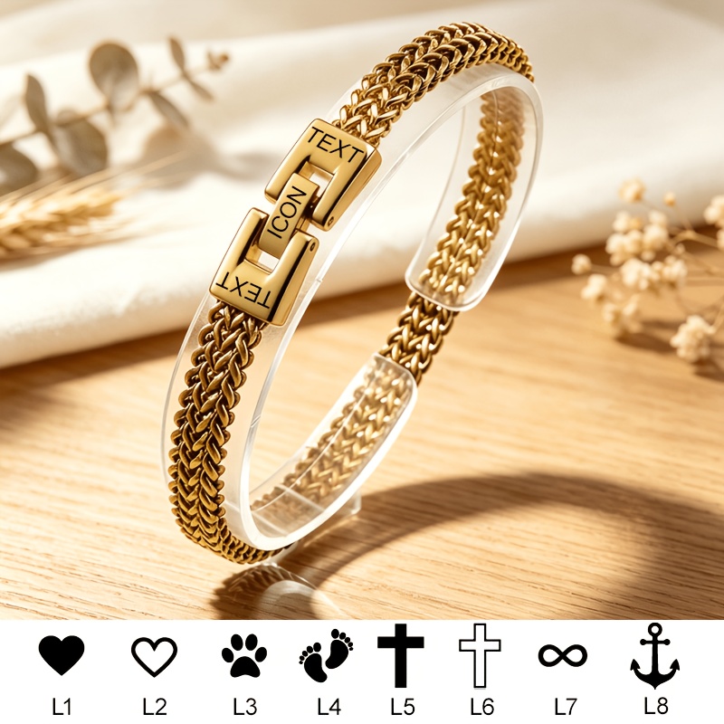 Personalized Vintage Stainless Steel Engravable Men's Bracelet