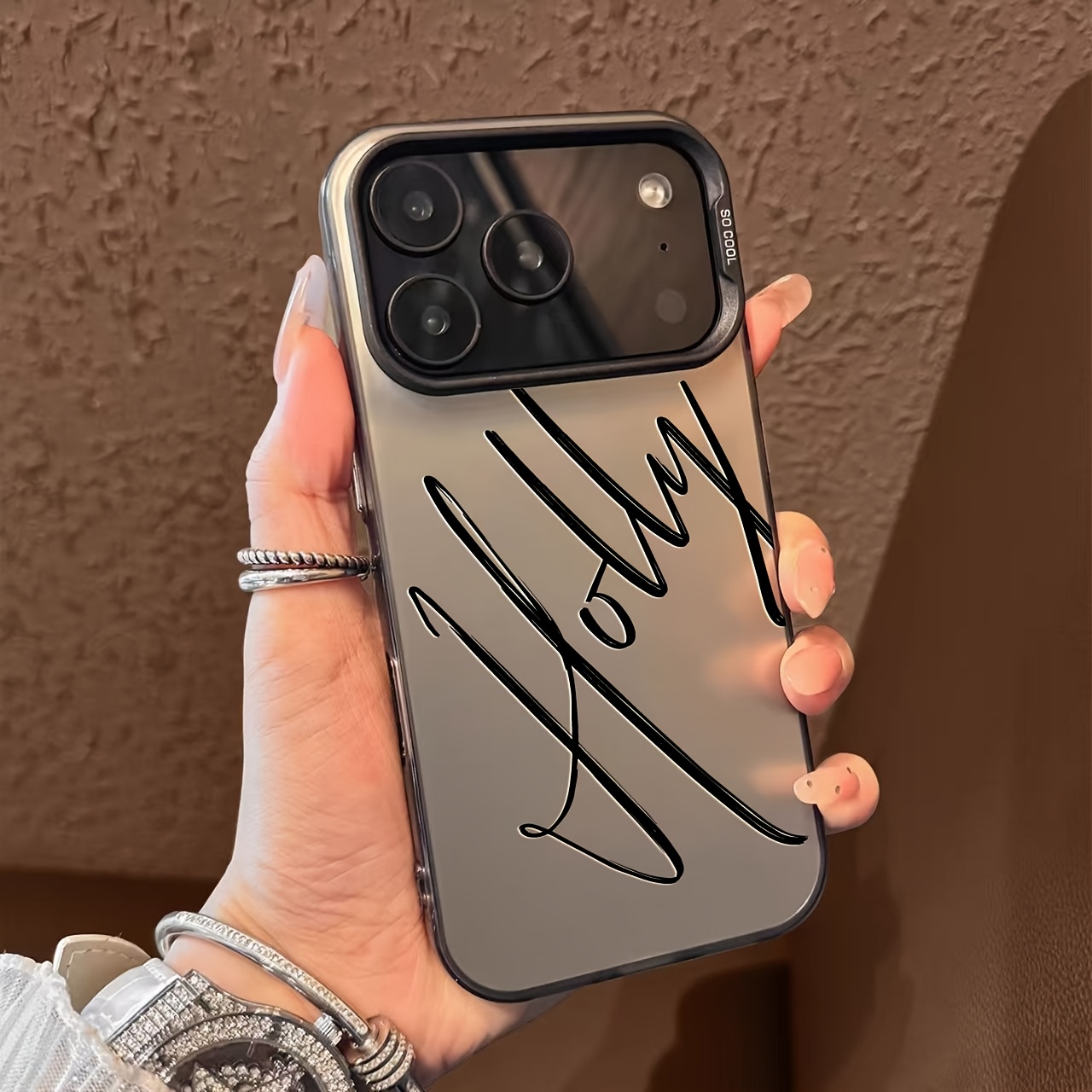 TEMU Phone Case: Phone Case Personalized Name For Iphone 17 16 15 14 13 12 11 Pro Max Luxury Hard Plastic Diy Gift Shockproof Uv Printing Candy Color