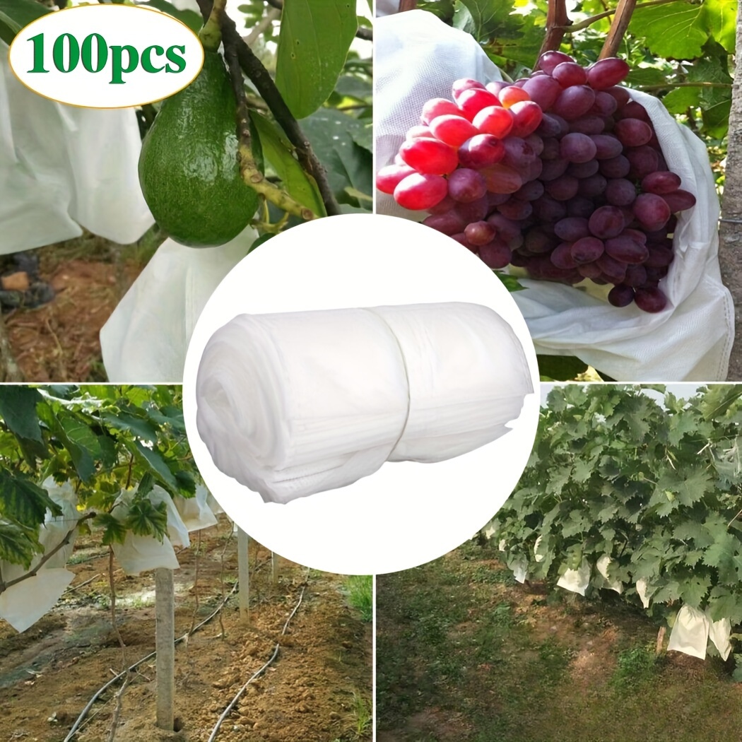 

100-piece Durable Mesh Bags For Fruits & Vegetables - Insect & Waterproof Protection, Adjustable Size For Optimal Airflow - Essential Gardening Accessories Garden Bags For Plants Mesh Bags For Plants