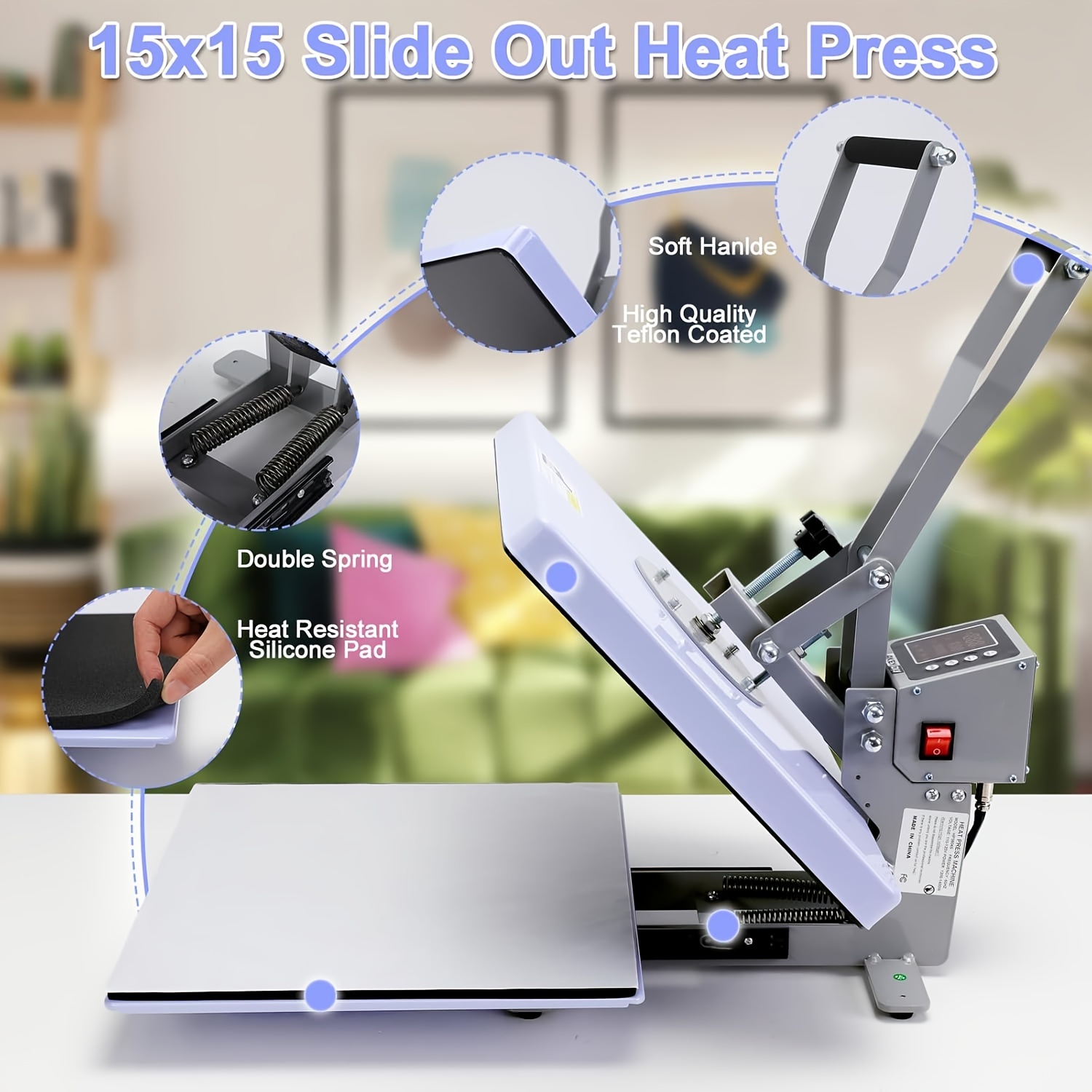 Presse à Chaleur Automatique 15x15 Pour T-shirts - Machine à Transfert Facile D'emploi