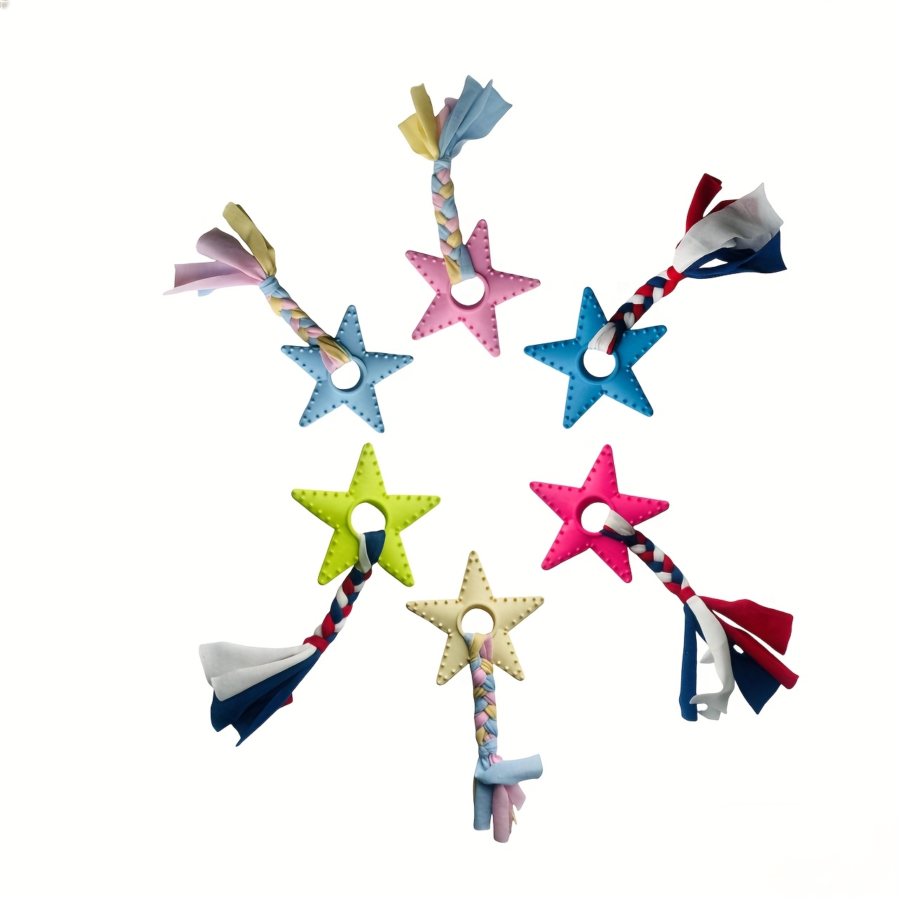TEMU 6-pack Tpr Chew Toy Set With Star-shaped Teethers - Durable, Non-toxic, Chewable Treats For Small , Ideal For Teething &