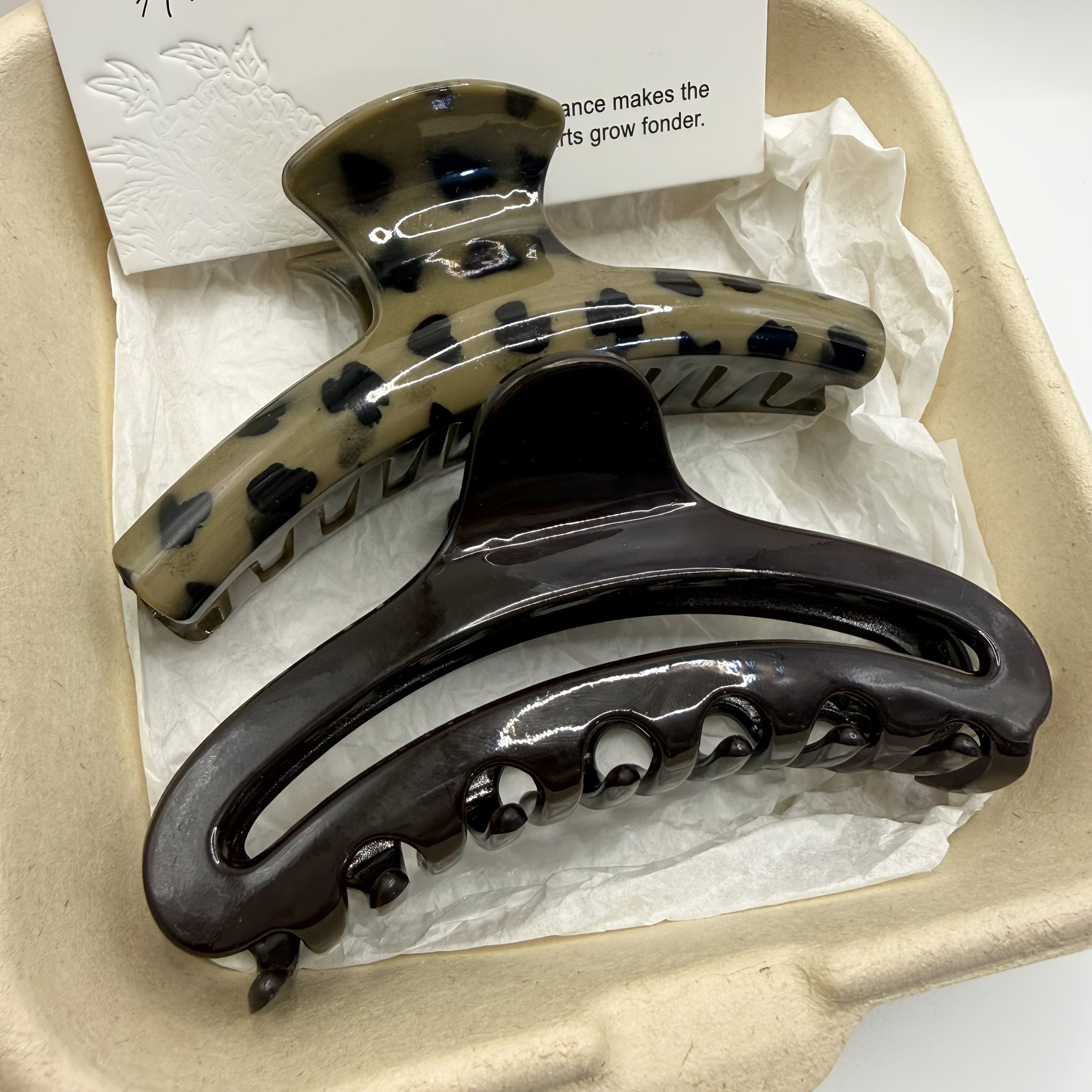 TEMU 2pcs Large Leopard Print Hollow-out Hair Claw Clips, Simple Acrylic High-end Hollow Hair Claws For Back-of-head Updo Hairstyles, Shark Clip Hair