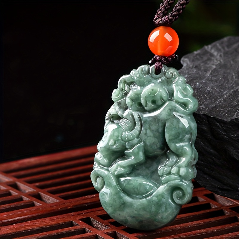 Natural Stone Zodiac Pendant Necklace, Hand Carved, Unisex