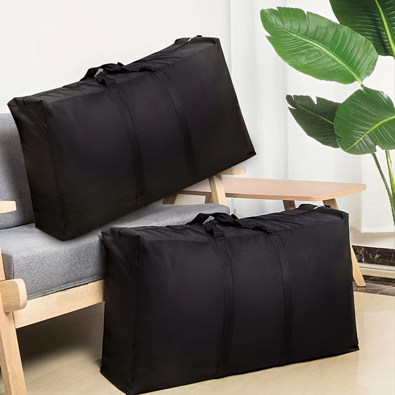 

2pcs Extra Large Moving Bags With Zipper & Handle - Canvas Clothes Storage Organizer For Packing, Ideal For Travel &