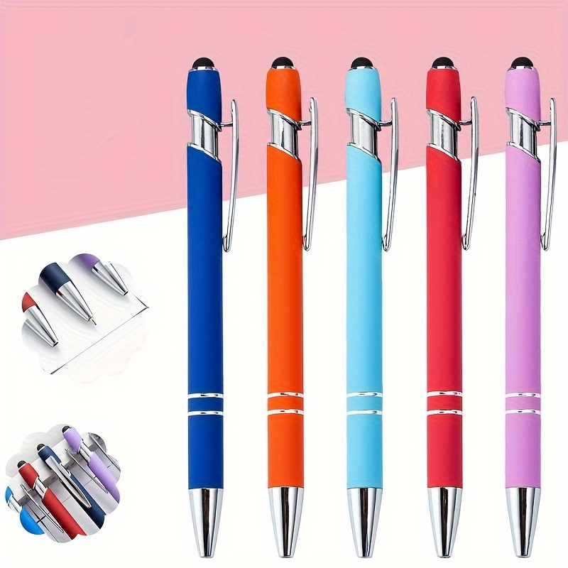 

4-pack Assorted Colors Cute 2-in-1 Retractable Ballpoint & Stylus Pens - Metal Touch Screen Compatible, Black Ink Stylus Pens For Touch Screens Multi Color Pen