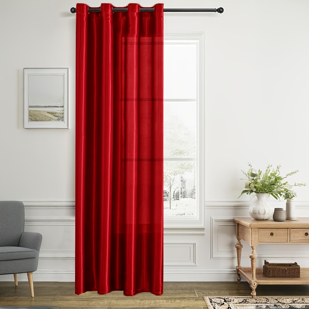 1 panel luxurious red satin light filtering curtain soft stylish easy to hang for living room bedroom study or dining area   decor with grommet  